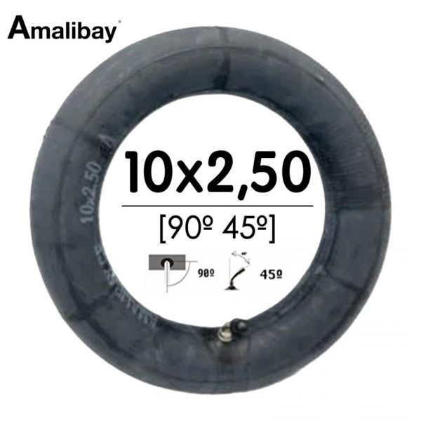 Cámara de aire 10×2,5 (válvula 90º 45º) – Premium [Amalibay]